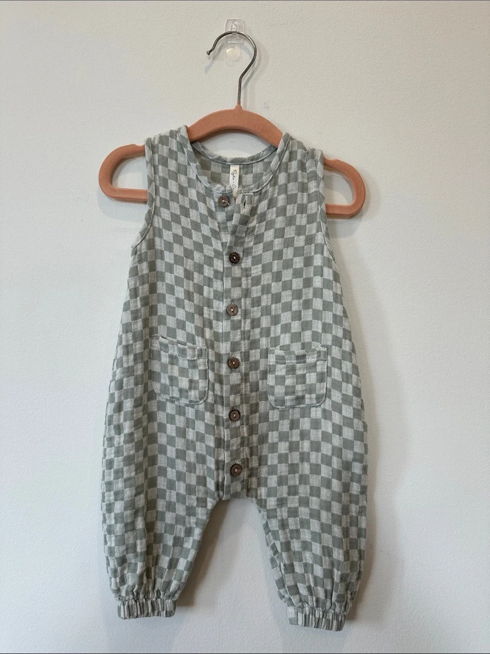 Sage check Woven jumpsuit